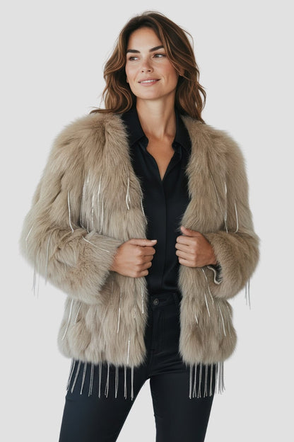 Veste fourrure femme vison beige Héritage fourrure