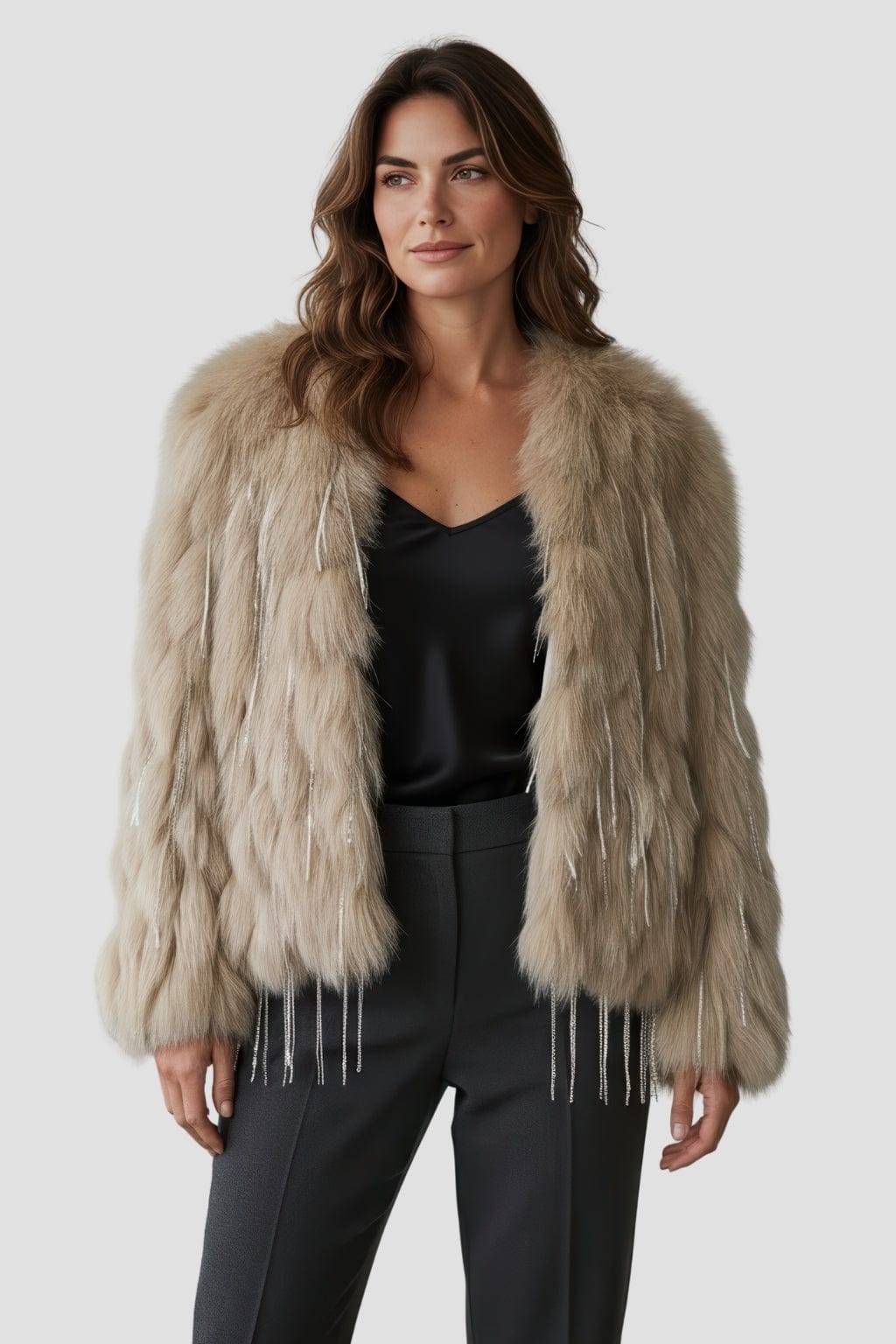 Veste fourrure femme vison beige Héritage fourrure