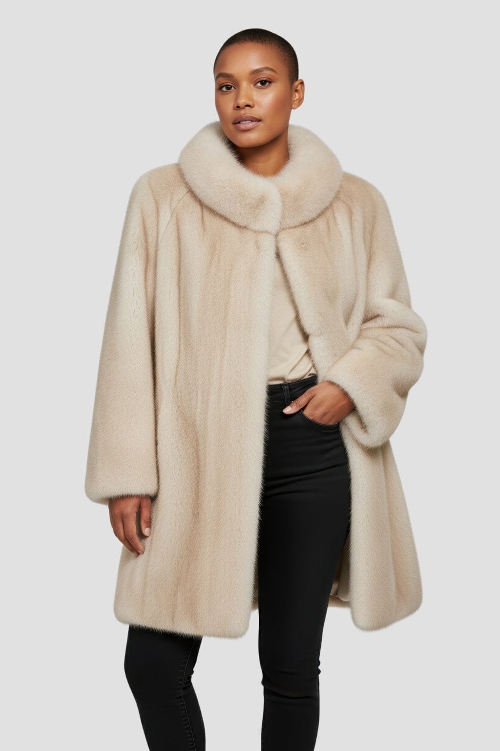 Veste fourrure femme vison beige Héritage fourrure