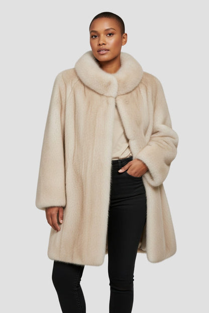 Veste fourrure femme vison beige Héritage fourrure