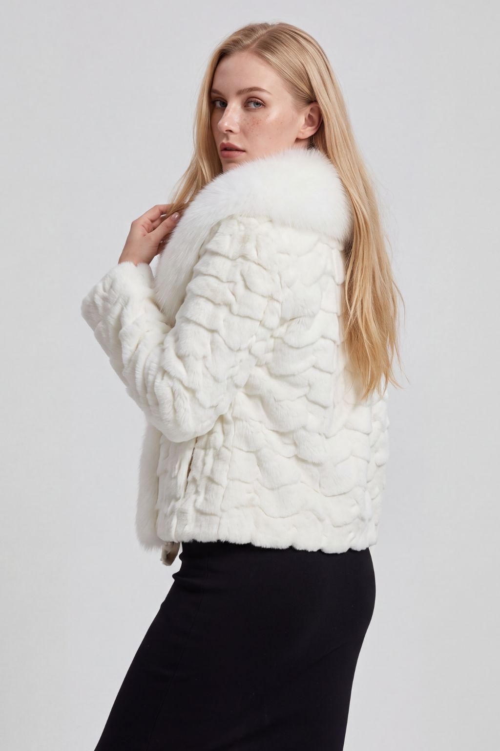 Veste fourrure femme vison beige Héritage fourrure