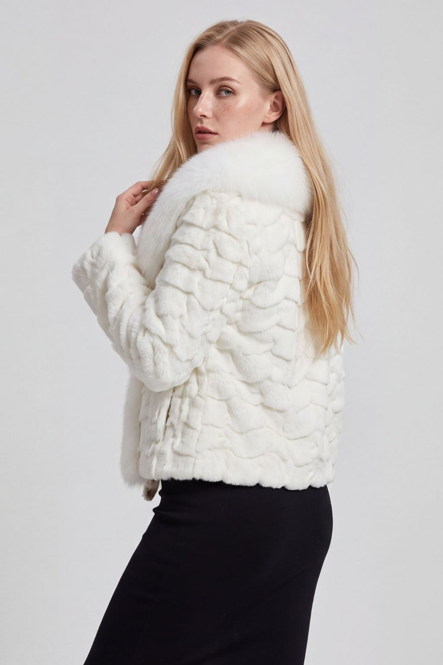 Veste fourrure femme vison beige Héritage fourrure