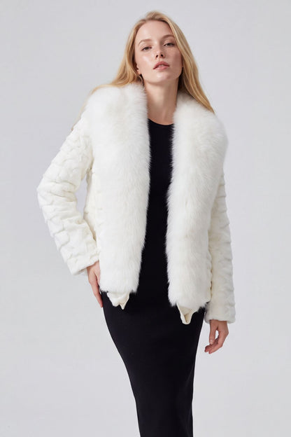 Veste fourrure femme vison beige Héritage fourrure