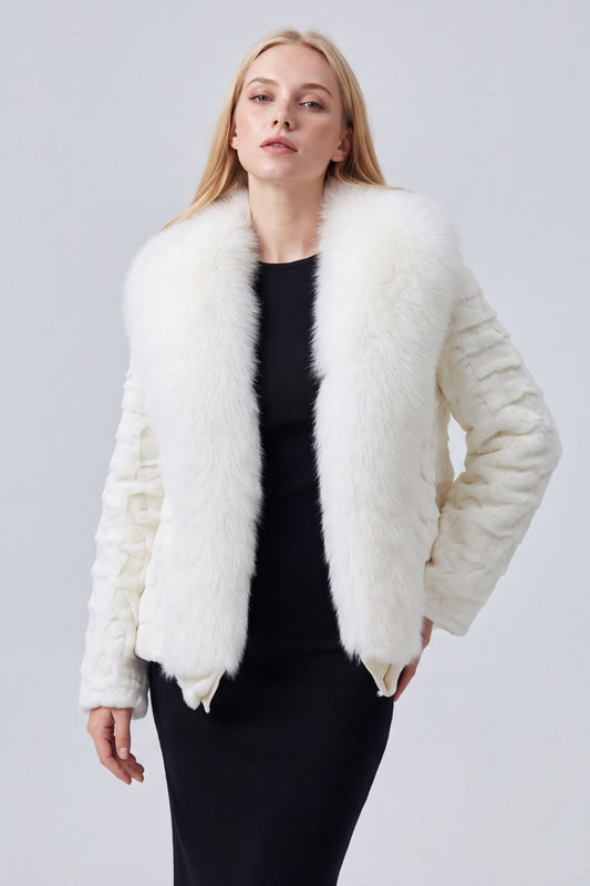 Veste fourrure femme vison beige Héritage fourrure