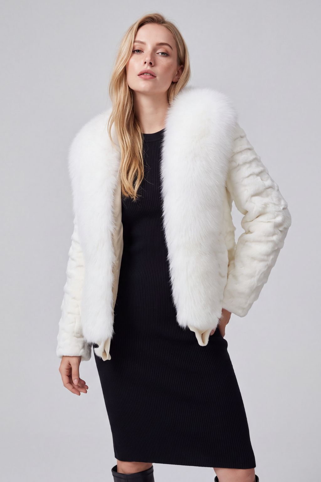 Veste fourrure femme vison beige Héritage fourrure