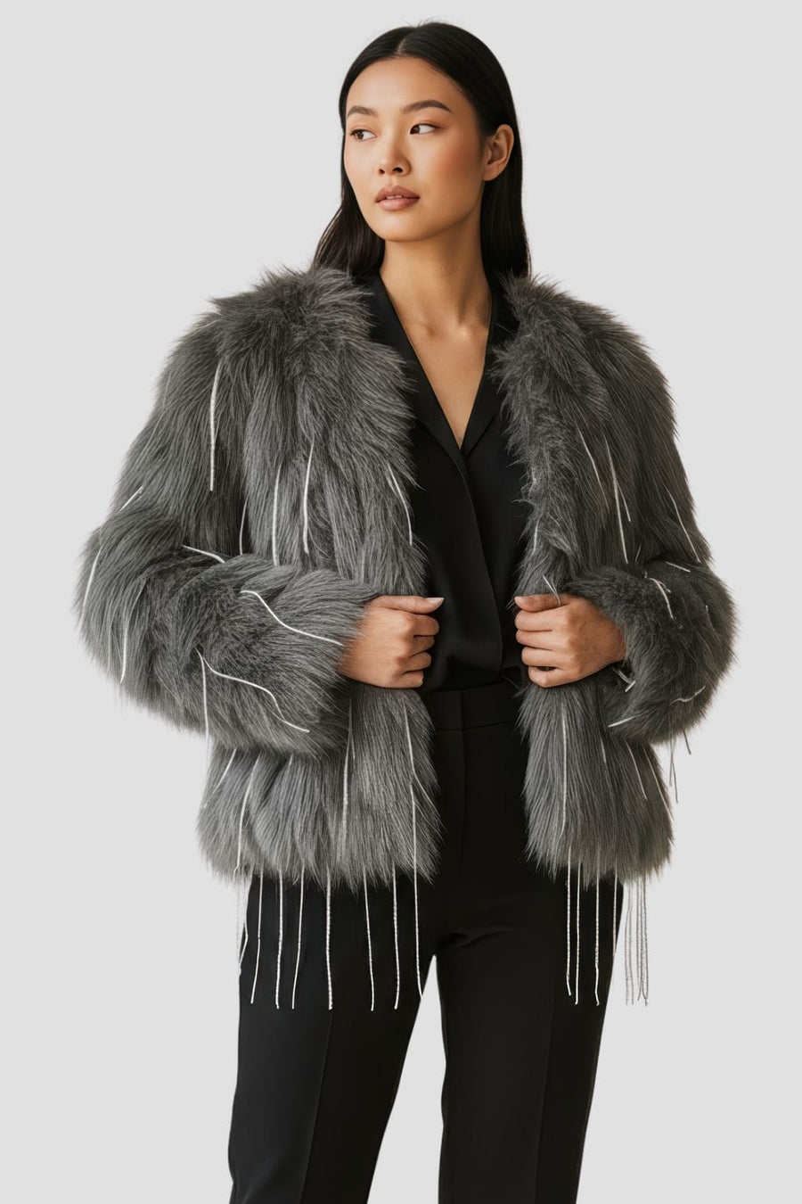 Veste fourrure femme vison gris Héritage fourrure