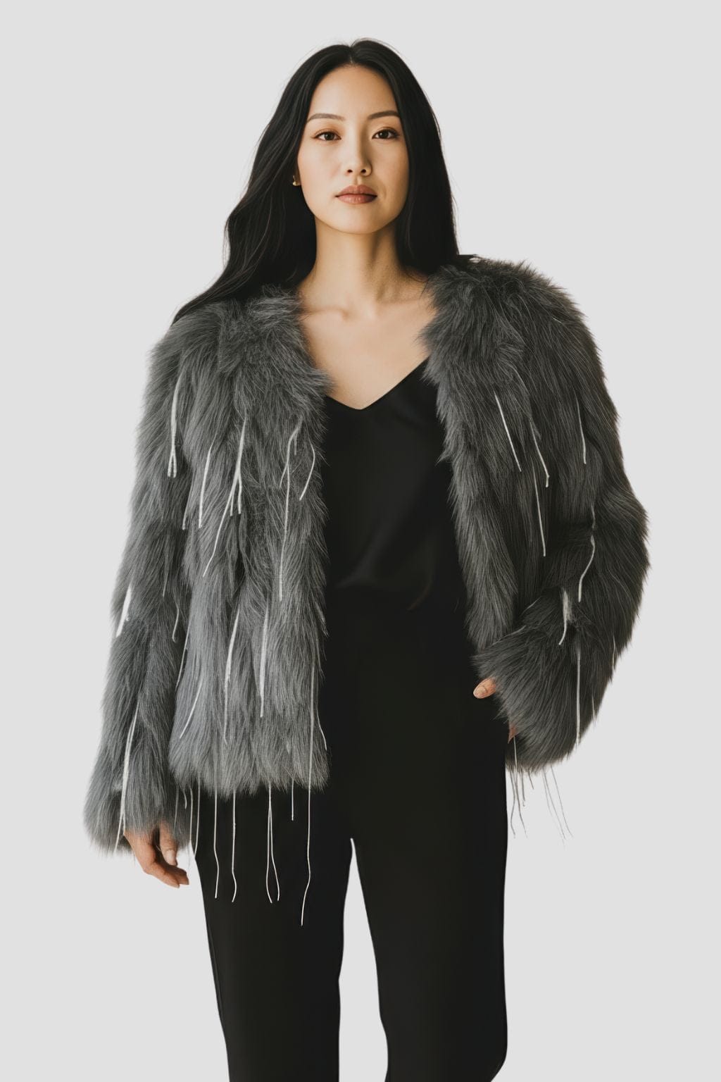 Veste fourrure femme vison gris Héritage fourrure