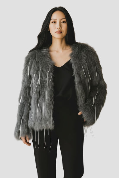 Veste fourrure femme vison gris Héritage fourrure