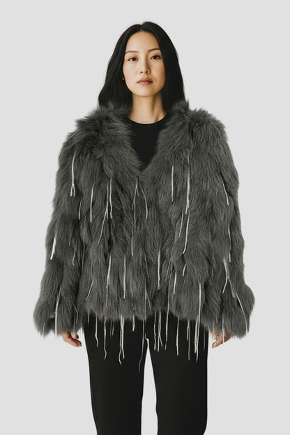 Veste fourrure femme vison gris Héritage fourrure