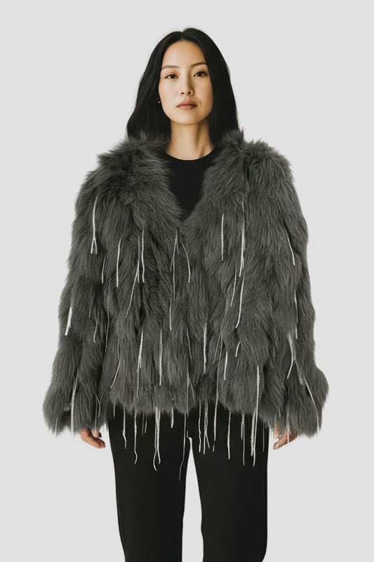 Veste fourrure femme vison gris Héritage fourrure