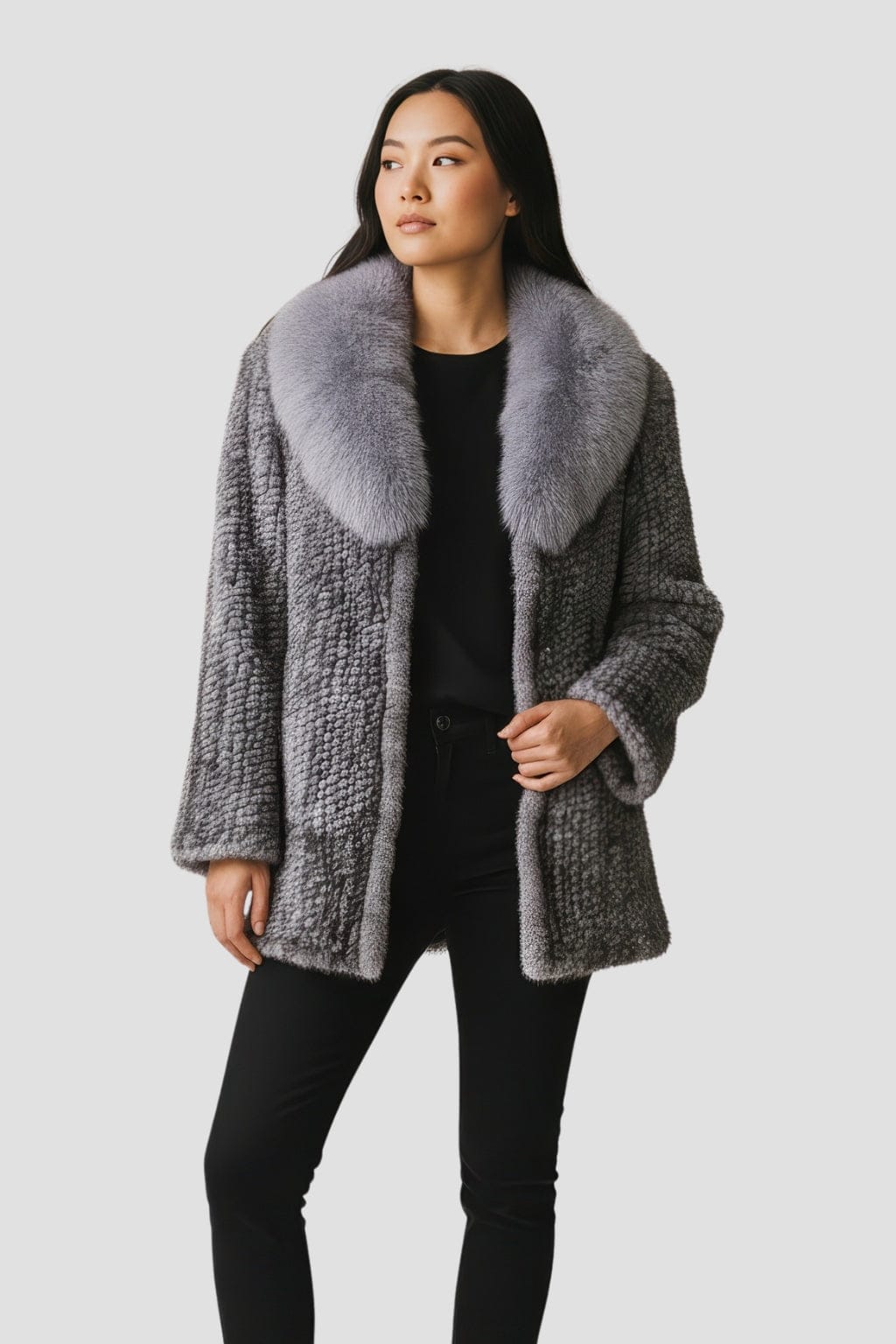 Veste fourrure femme vison gris Héritage fourrure