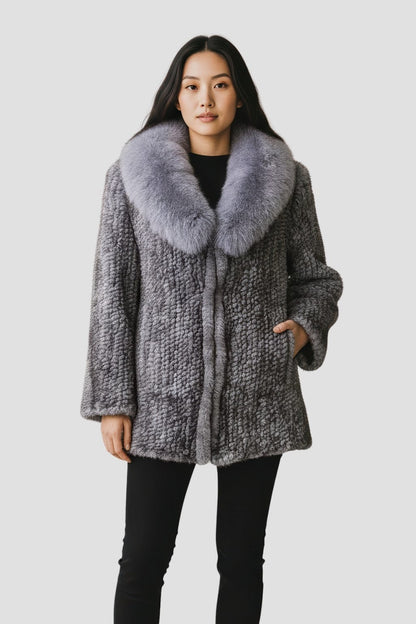 Veste fourrure femme vison gris Héritage fourrure