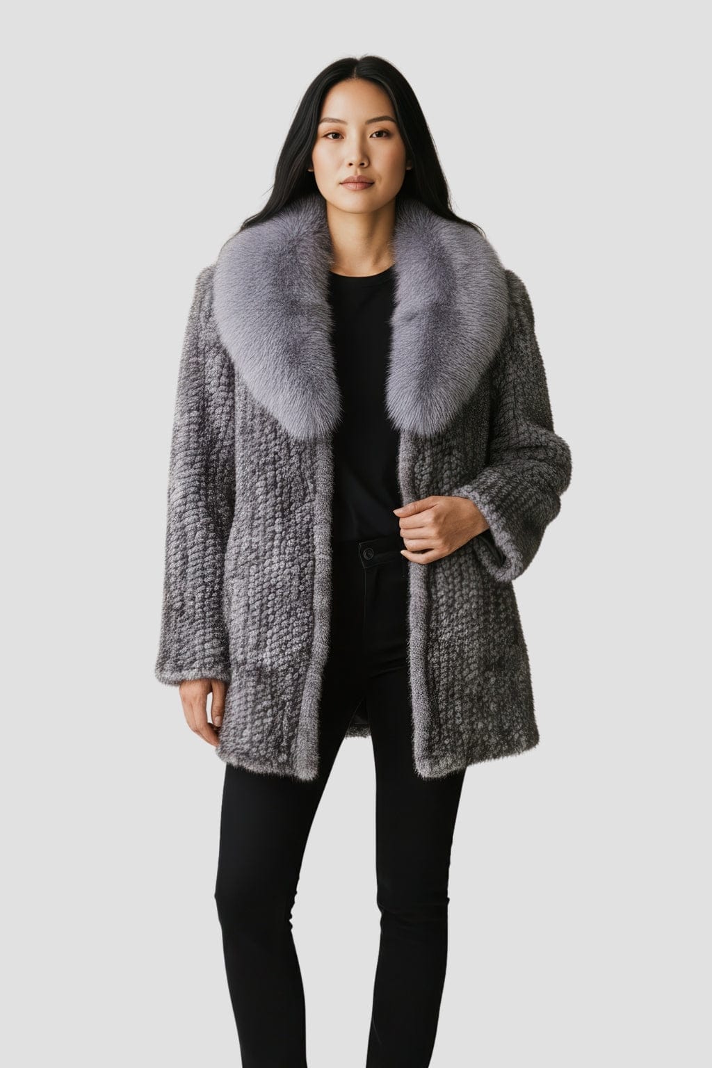 Veste fourrure femme vison gris Héritage fourrure