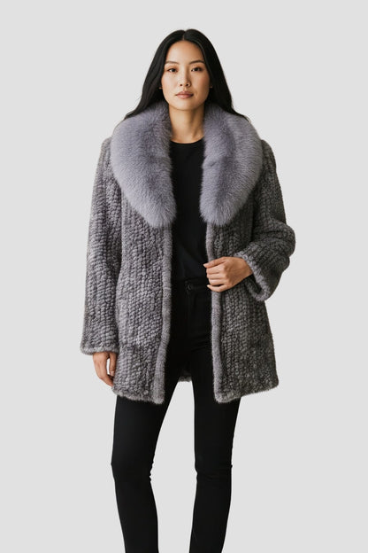 Veste fourrure femme vison gris Héritage fourrure