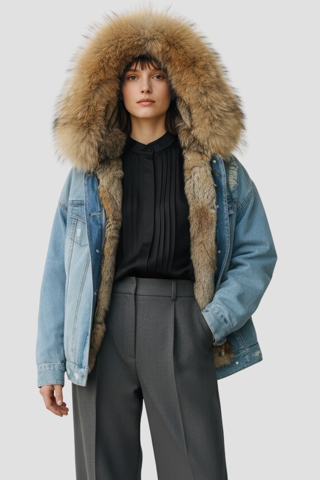 Veste fourrure jean femme Héritage fourrure