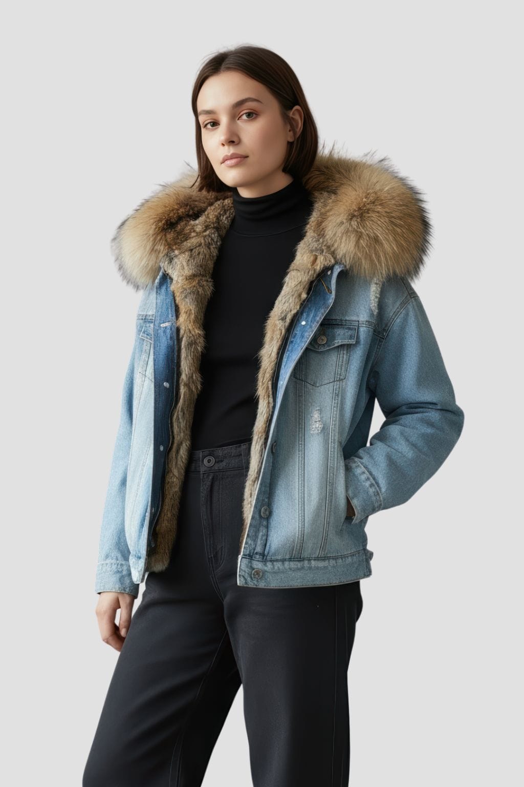 Veste fourrure jean femme Héritage fourrure