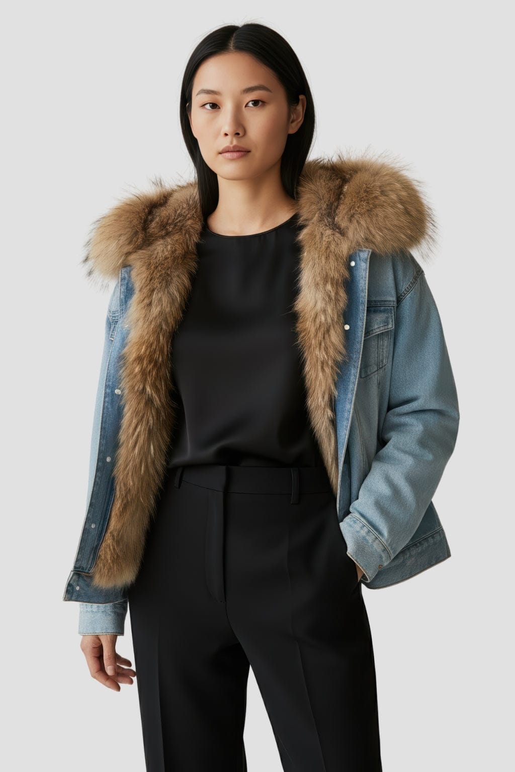 Veste fourrure jean femme Héritage fourrure