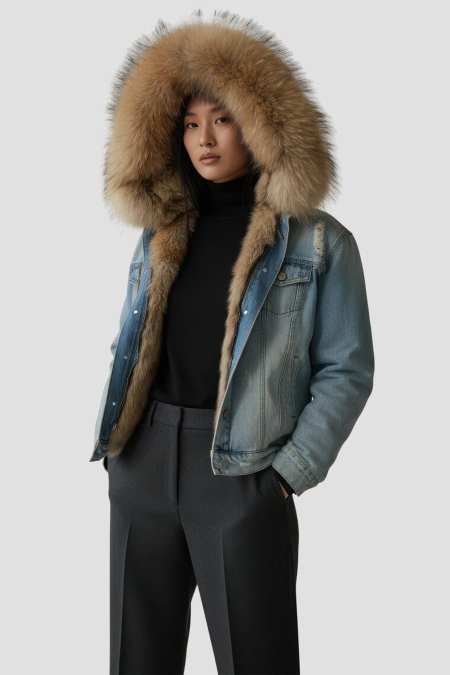 Veste fourrure jean femme Héritage fourrure