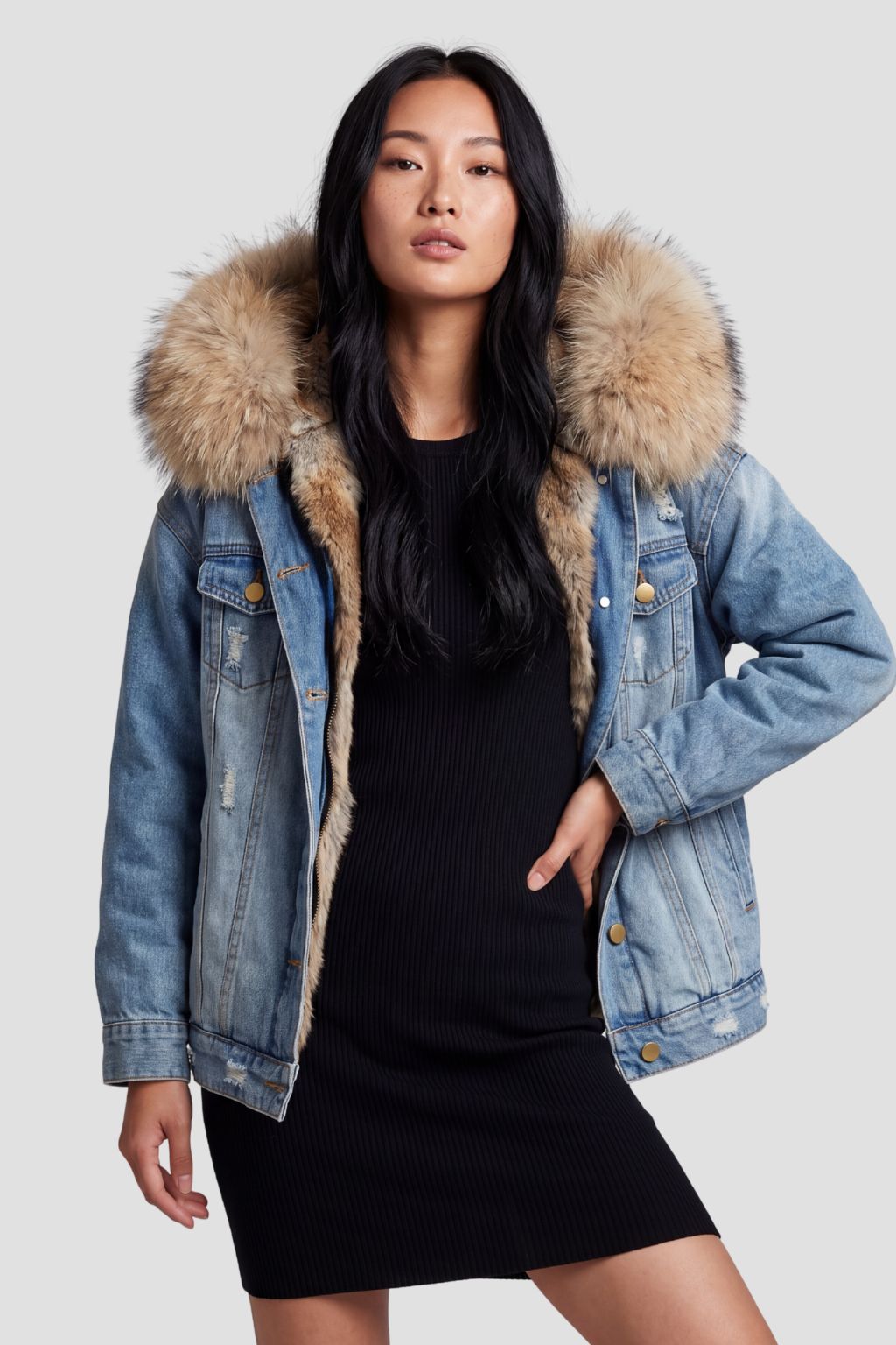 Veste fourrure jean femme Héritage fourrure