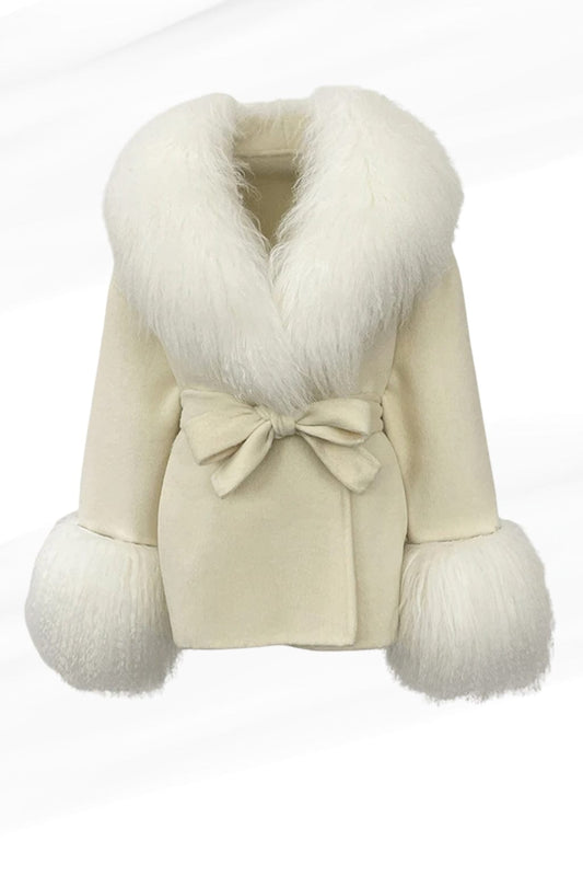Veste fourrure mouton beige Héritage fourrure