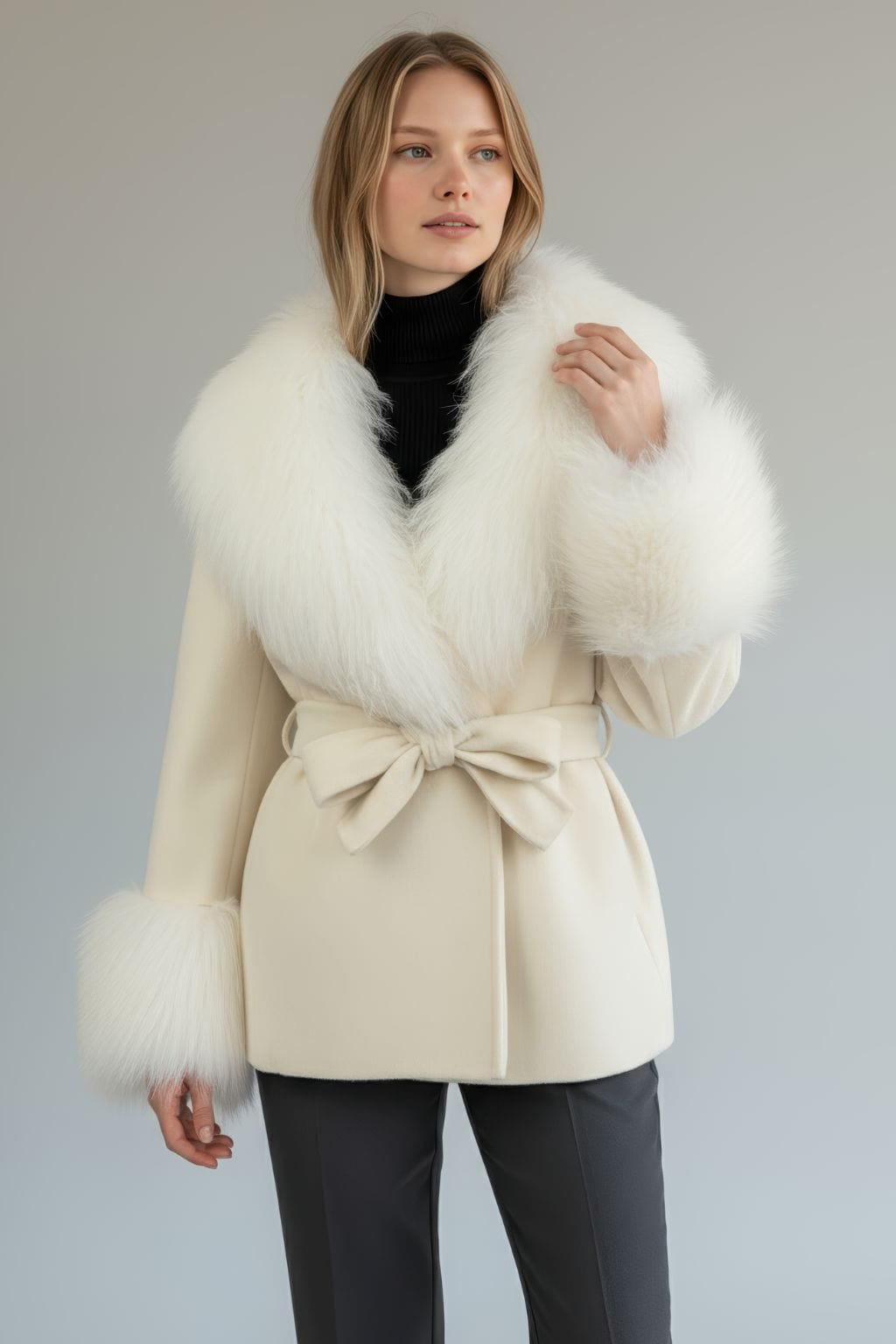 Veste fourrure mouton beige Héritage fourrure