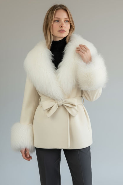 Veste fourrure mouton beige Héritage fourrure