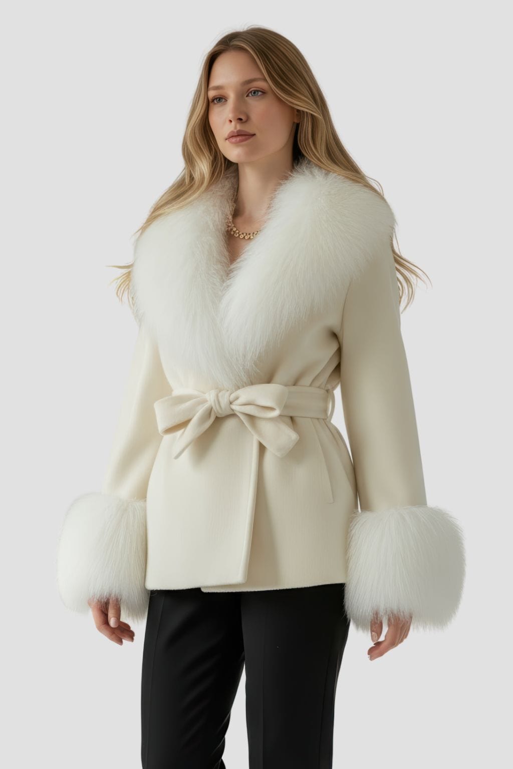 Veste fourrure mouton beige Héritage fourrure