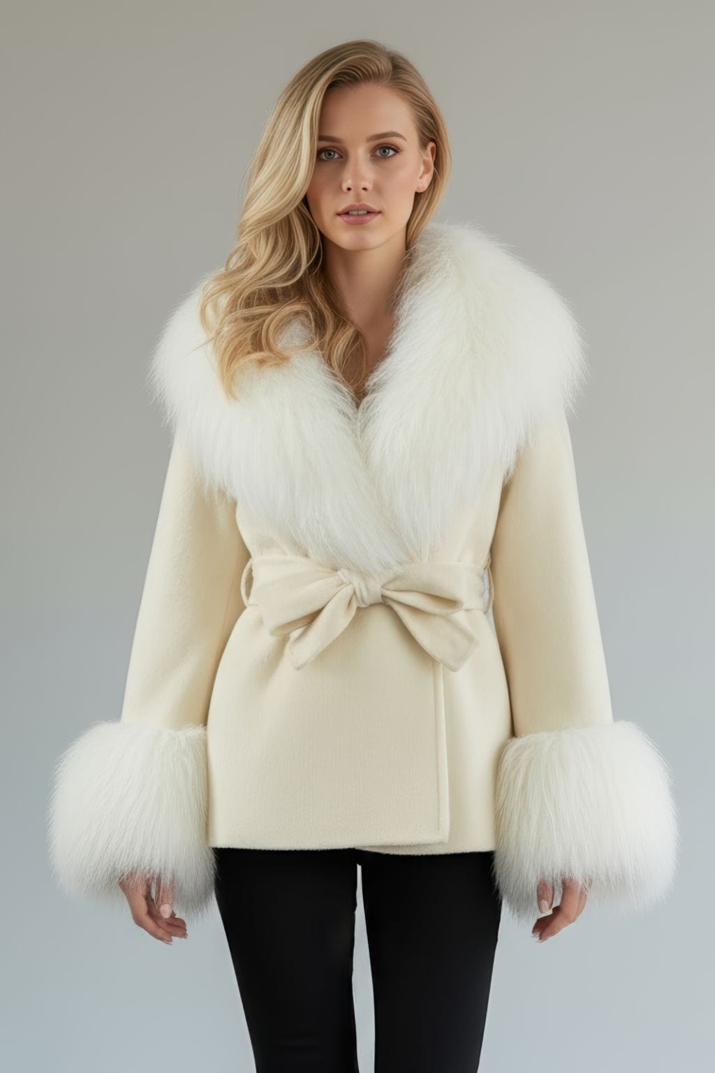 Veste fourrure mouton beige Héritage fourrure