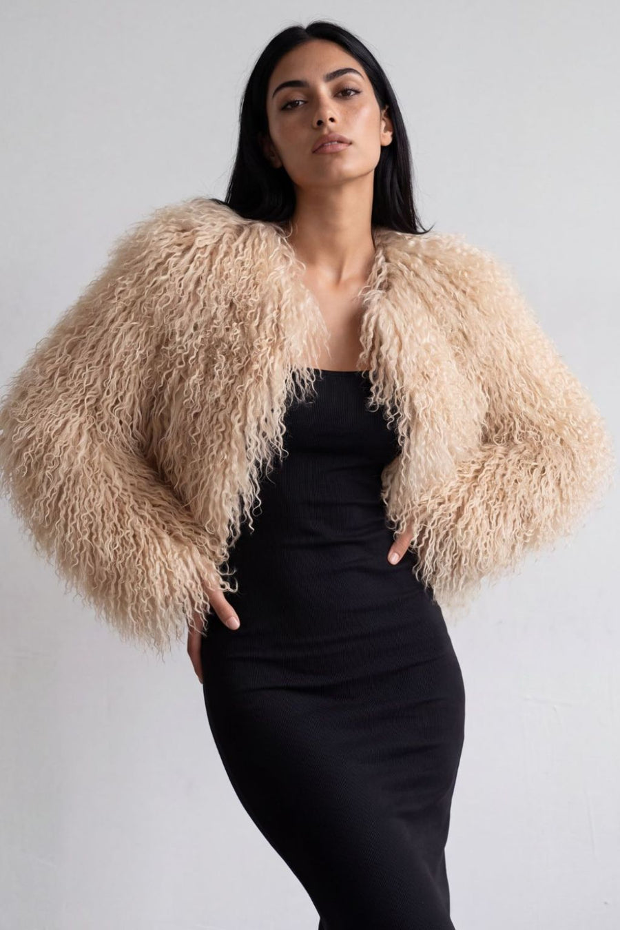 Veste fourrure mouton beige Héritage fourrure