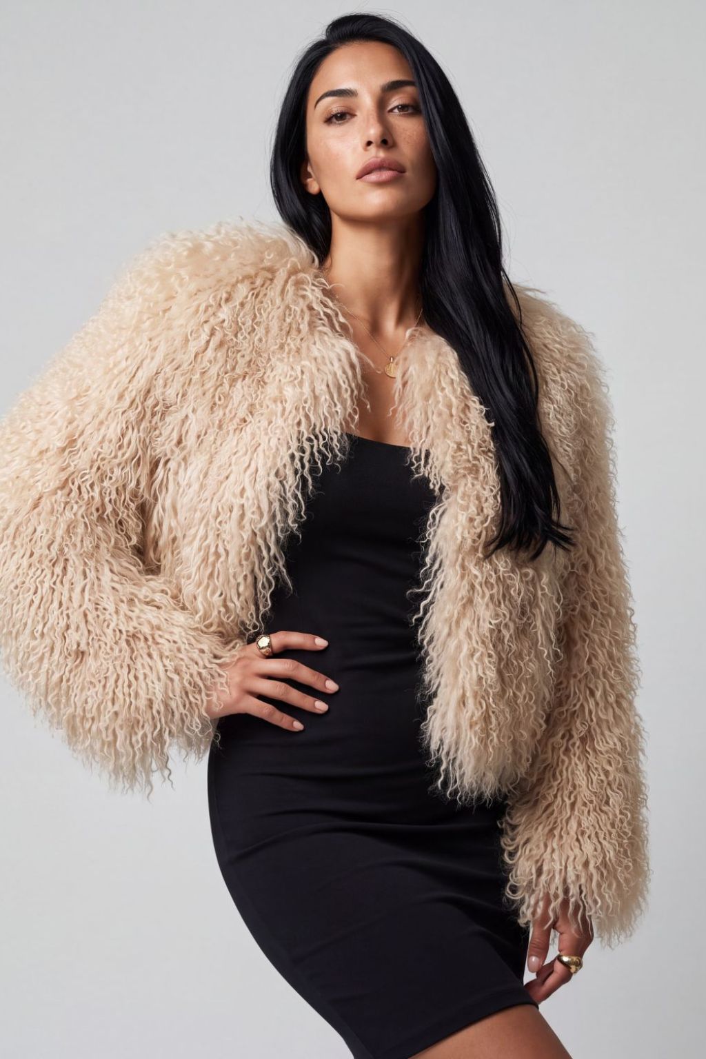 Veste fourrure mouton beige Héritage fourrure