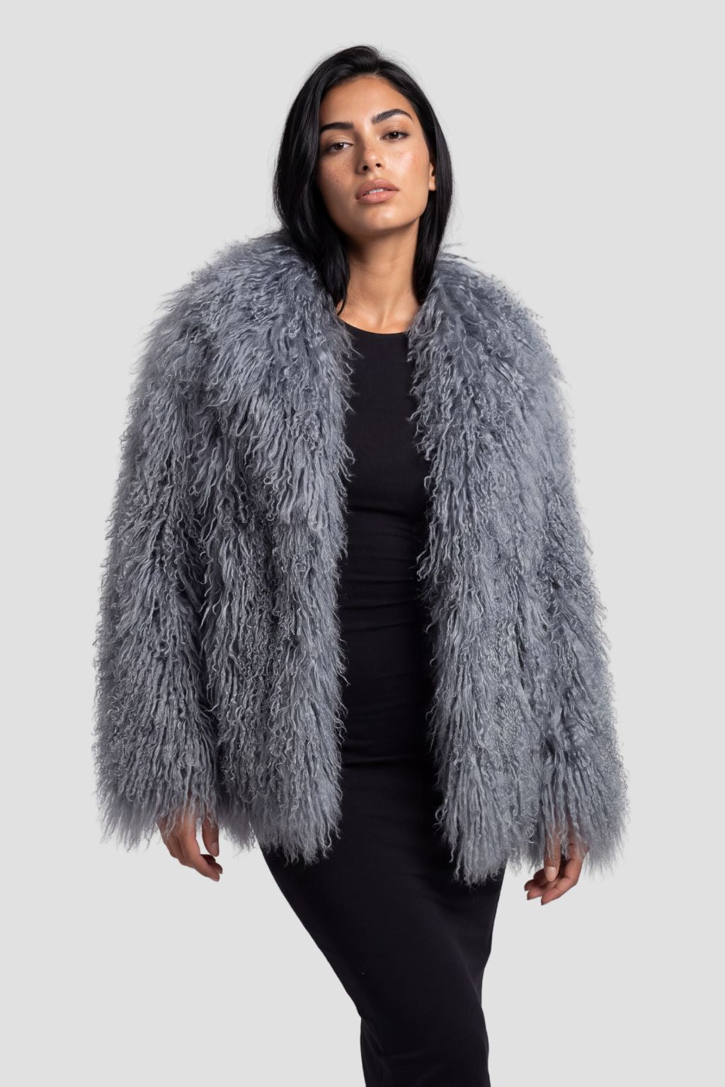 Veste fourrure mouton gris Héritage fourrure