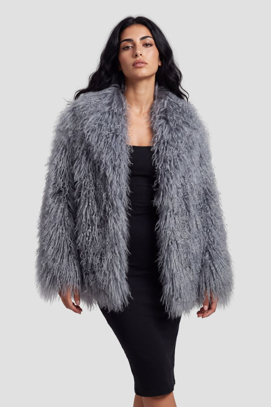 Veste fourrure mouton gris Héritage fourrure