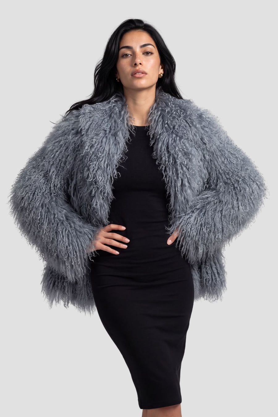 Veste fourrure mouton gris Héritage fourrure