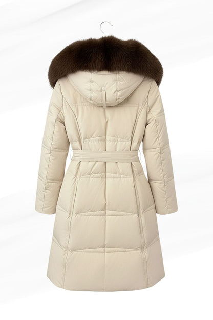 Veste longue en fourrure beige Héritage fourrure