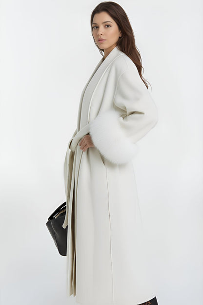 Veste longue en fourrure blanche Héritage fourrure