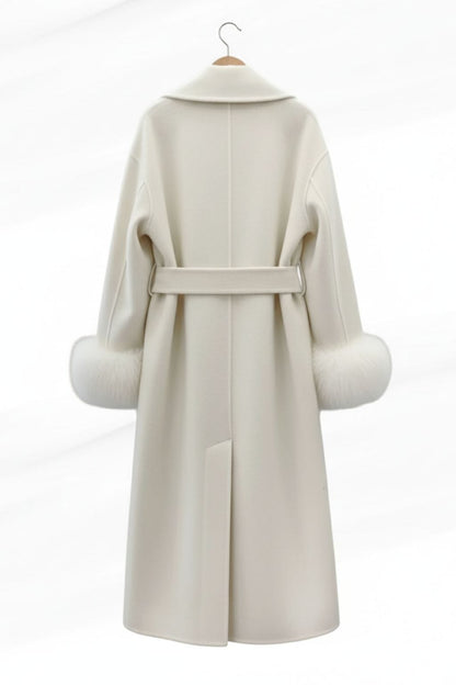 Veste longue en fourrure blanche Héritage fourrure