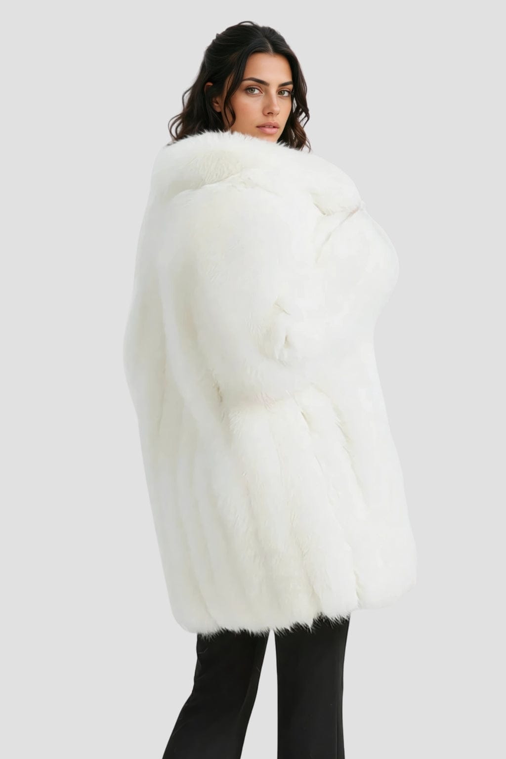 Veste longue en fourrure blanche Héritage fourrure