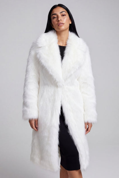 Veste longue en fourrure blanche Héritage fourrure