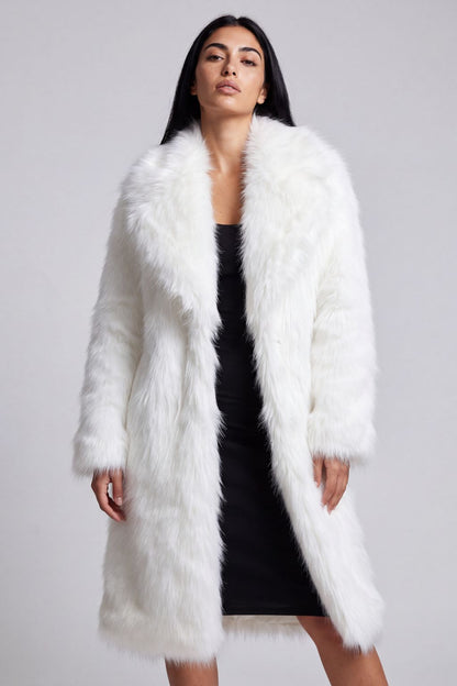 Veste longue en fourrure blanche Héritage fourrure
