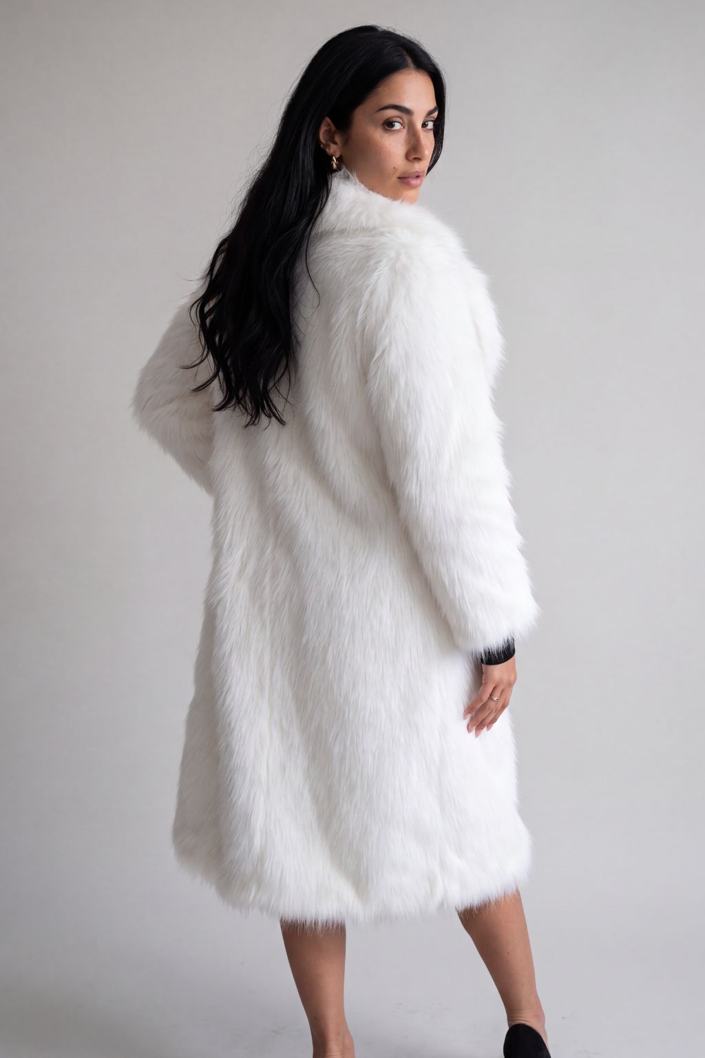 Veste longue en fourrure blanche Héritage fourrure
