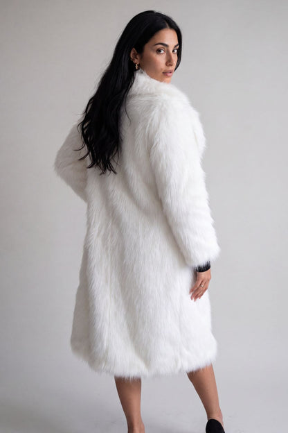 Veste longue en fourrure blanche Héritage fourrure