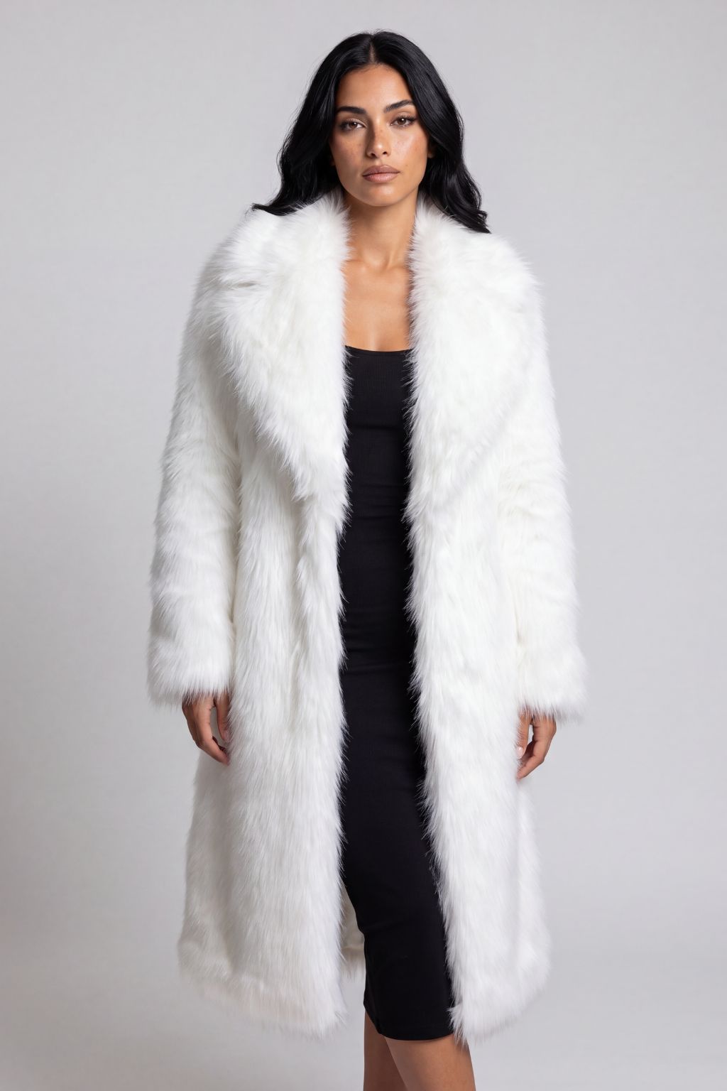 Veste longue en fourrure blanche Héritage fourrure