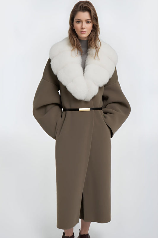 Veste longue en fourrure brune Héritage fourrure