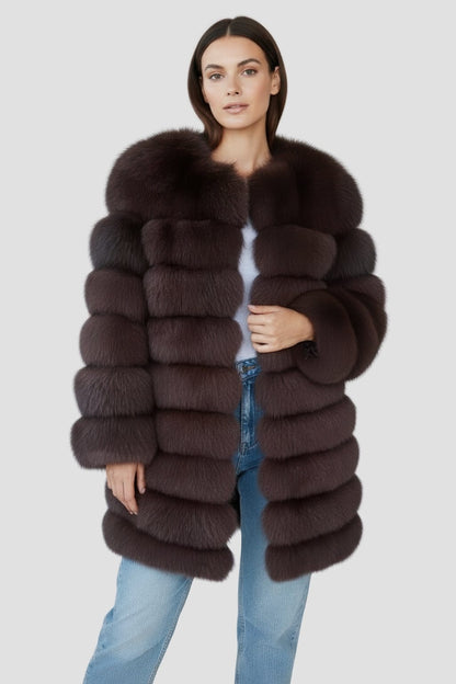 Veste longue en fourrure brune Héritage fourrure