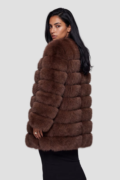 Veste longue en fourrure brune Héritage fourrure