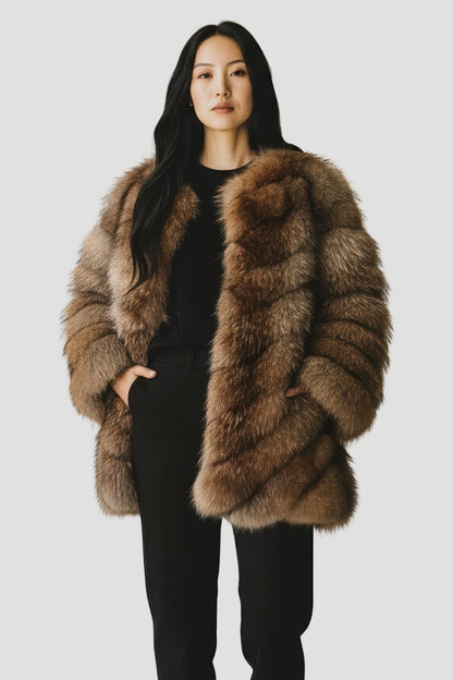 Veste longue en fourrure claire Héritage fourrure