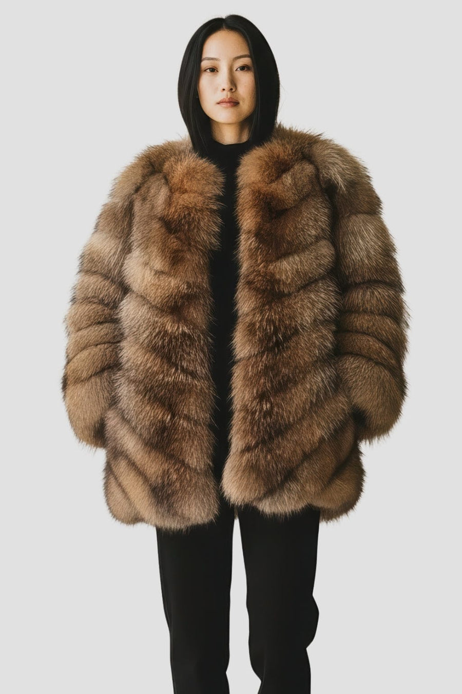 Veste longue en fourrure claire Héritage fourrure