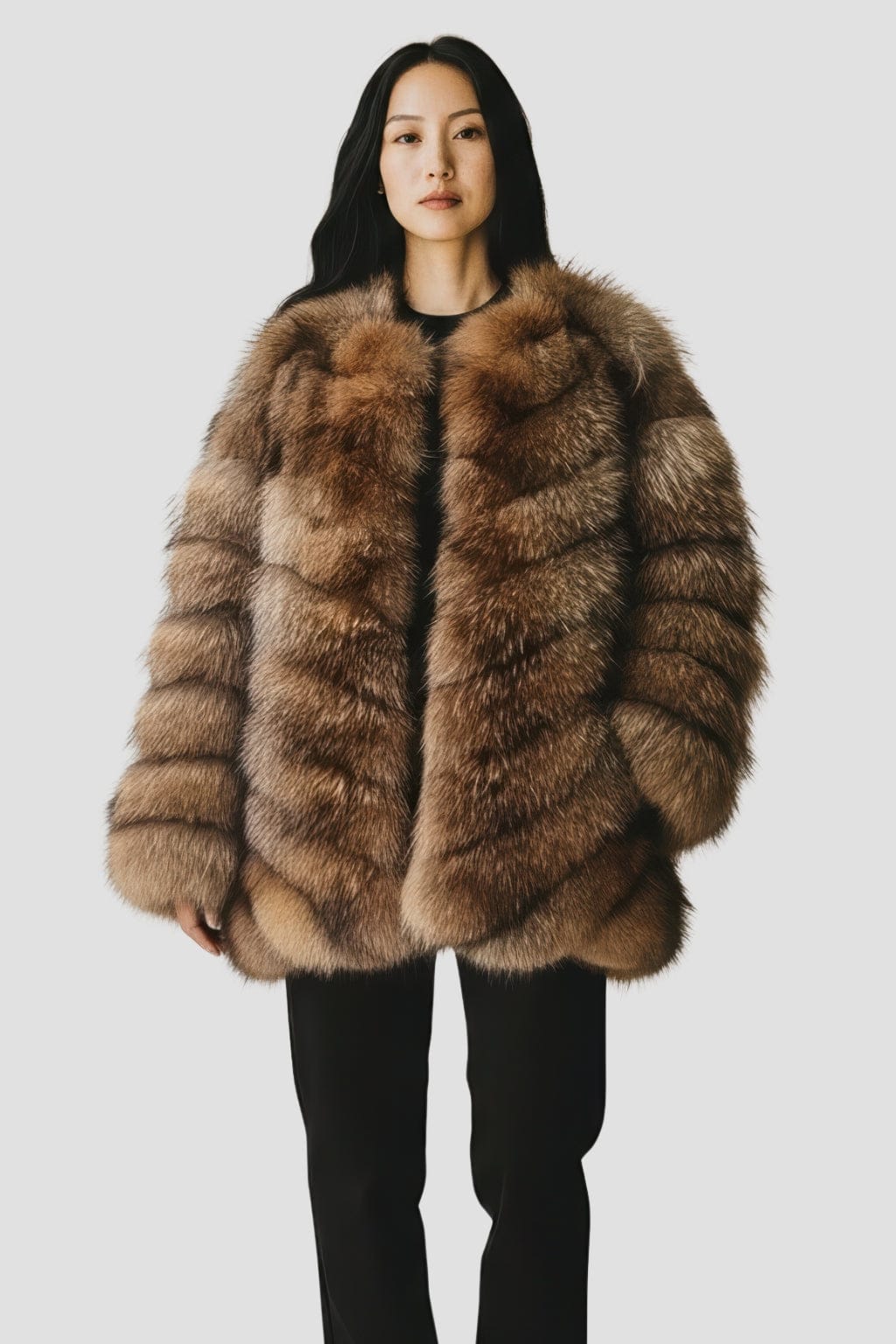 Veste longue en fourrure claire Héritage fourrure