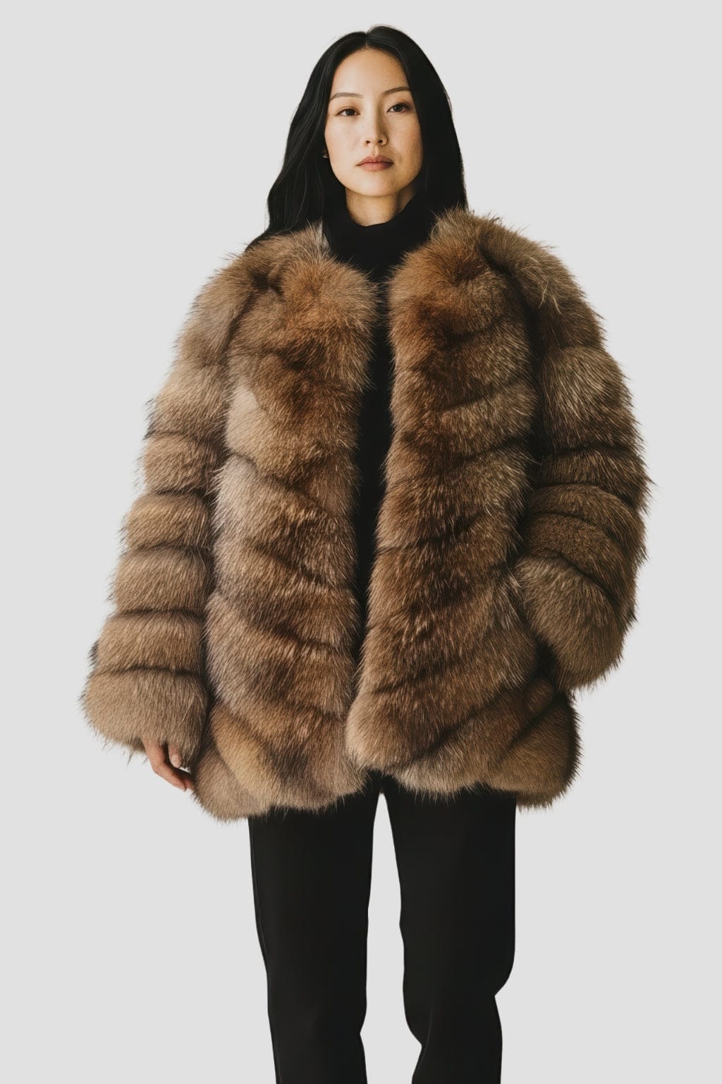 Veste longue en fourrure claire Héritage fourrure