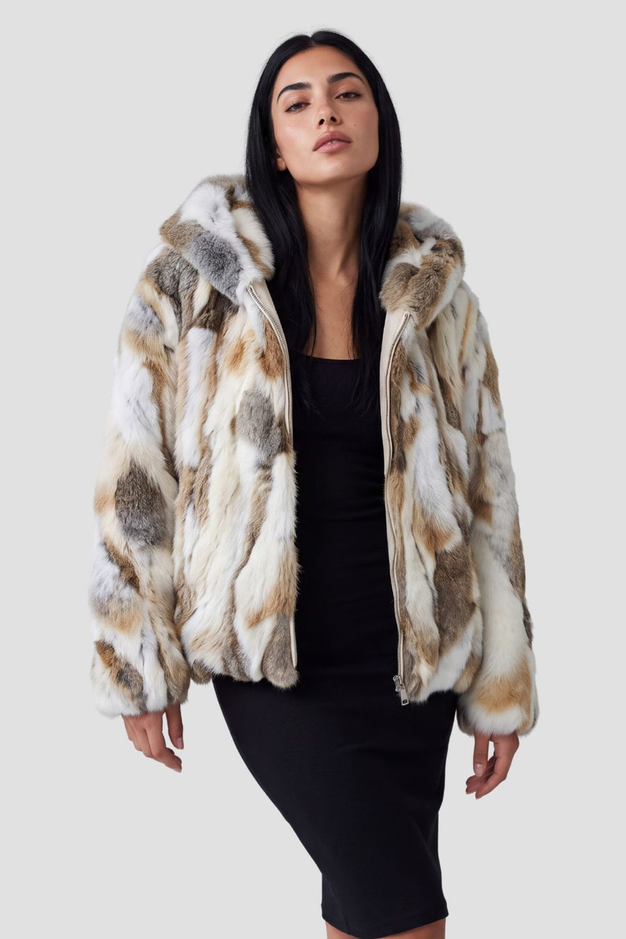 Veste longue en fourrure claire Héritage fourrure